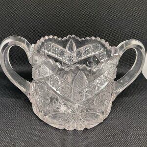 VTG Indiana Glass Gaelic‎ Pattern EAPG Crystal Sugar Bowl Footed Pressed Glass
